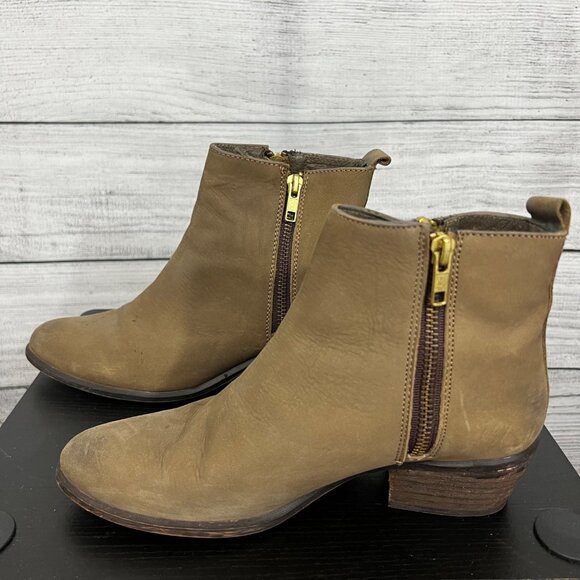Steve Madden Brown Ankle Boots With Side Zippers & Wooden Heels, Size 6.5 - Picture 5 of 6